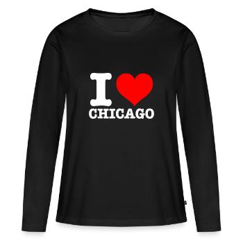 Chicago - I Heart Chicago - Ich liebe Chicago - Frauen Premium Bio Langarmshirt - Schwarz - Vorne - Julia (174cm)