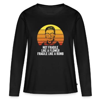 RBG Pas fragile comme une fleur Fragile comme une bombe - T-shirt manches longues Premium bio Femme - noir - Devant - Julia (174cm)