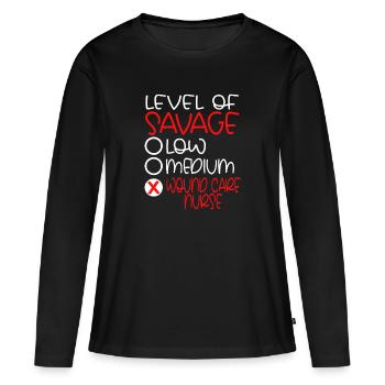 Infirmière en soins des plaies drôle - T-shirt manches longues Premium bio Femme - noir - Devant - Julia (174cm)