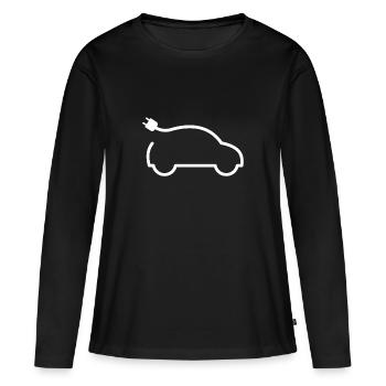 Minimalistisches Elektroauto - Frauen Premium Bio Langarmshirt - Schwarz - Vorne - Julia (174cm)