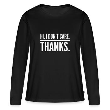 Salut je m’en fiche merci drôle grossier inapproprié - T-shirt manches longues Premium bio Femme - noir - Devant - Julia (174cm)