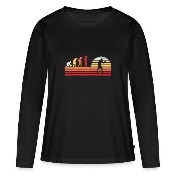 Gant de combat de combat de boxe rétro - Boxer vintage - T-shirt manches longues Premium bio Femme - noir - Devant - Julia (174cm)