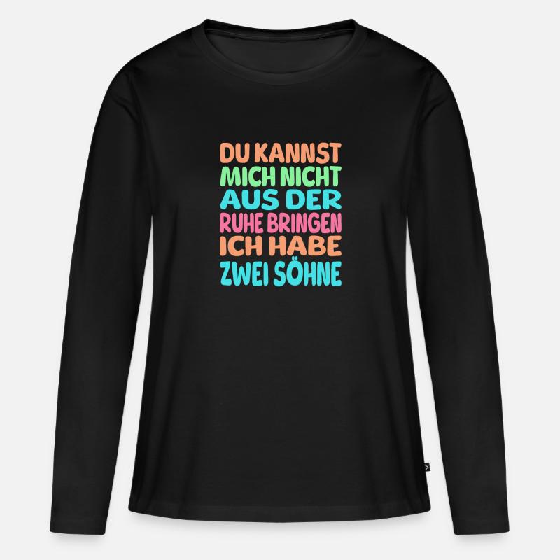 Zwei söhne Spruch - Frauen Premium Bio Langarmshirt - Schwarz