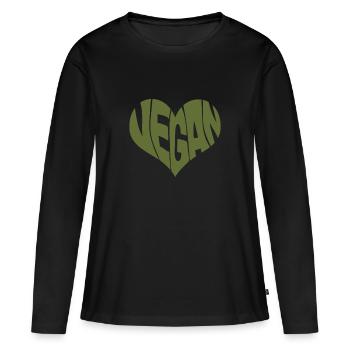 Vegan Dicton Conception de forme de cœur / Promouvoir la plante - T-shirt manches longues Premium bio Femme - noir - Devant - Julia (174cm)