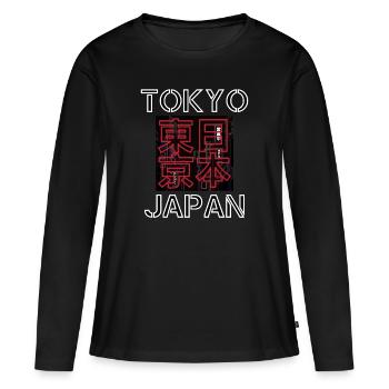 Japan Tokyo Retro Aesthetics Streetwear - Women's Premium Organic Long Sleeve Shirt - black - Front - Julia (174cm)