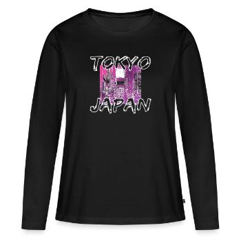 Japan Tokyo Urban Streetwear Retro - Women's Premium Organic Long Sleeve Shirt - black - Front - Julia (174cm)