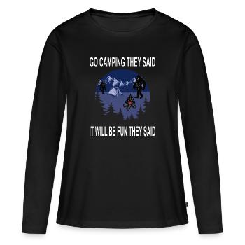 Camping Vintage lustiger Spruch - Frauen Premium Bio Langarmshirt - Schwarz - Vorne - Julia (174cm)