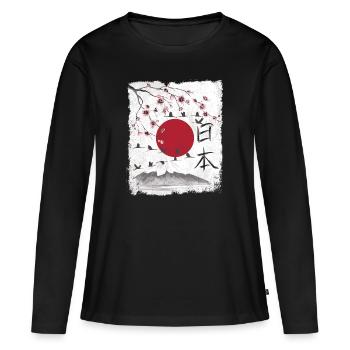 Japon esthétique paysage art japonais - T-shirt manches longues Premium bio Femme - noir - Devant - Julia (174cm)