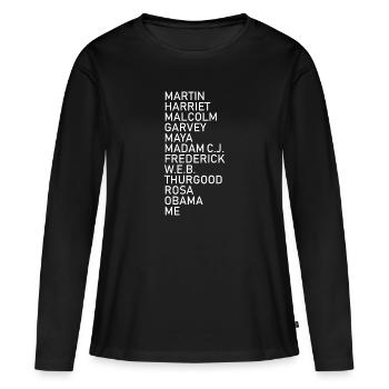 Mois de l’histoire des Noirs Leader noir - T-shirt manches longues Premium bio Femme - noir - Devant - Julia (174cm)