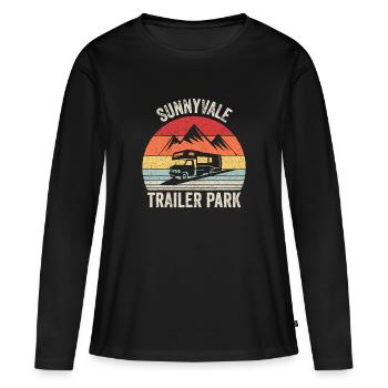Vintage Retro Sunnyvale Trailer Park - T-shirt manches longues Premium bio Femme - noir - Devant - Julia (174cm)