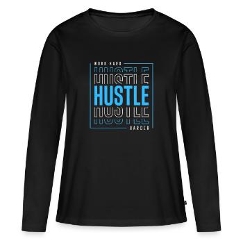 Travailler dur Travailler plus dur - T-shirt manches longues Premium bio Femme - noir - Devant - Julia (174cm)