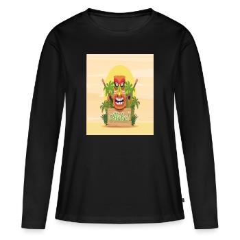ALOHA - T-shirt manches longues Premium bio Femme - noir - Devant - Julia (174cm)