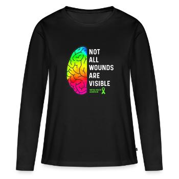 Toutes les plaies ne sont pas visibles - Santé mentale - T-shirt manches longues Premium bio Femme - noir - Devant - Julia (174cm)