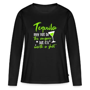 La tequila vaut le coup - T-shirt manches longues Premium bio Femme - noir - Devant - Julia (174cm)