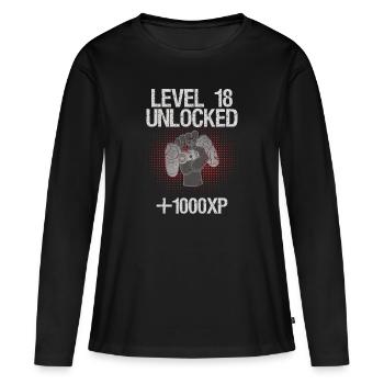 18th Birthday Level 18 unlocked vintage - Women's Premium Organic Long Sleeve Shirt - black - Front - Julia (174cm)