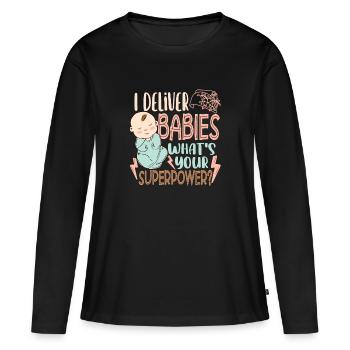 Krankenschwester für Wehen und Entbindung L&D Krankenpflege - Frauen Premium Bio Langarmshirt - Schwarz - Vorne - Julia (174cm)
