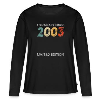 20. Geburtstag Legendary Since 2003 vintage - Frauen Premium Bio Langarmshirt - Schwarz - Vorne - Julia (174cm)