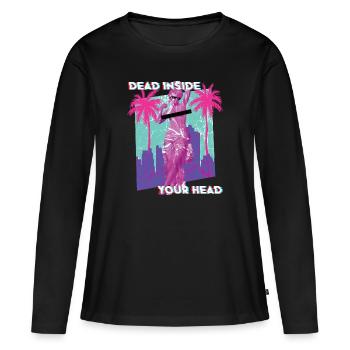 Vintage 80's Retro Vaporwave Aesthetic - Women's Premium Organic Long Sleeve Shirt - black - Front - Julia (174cm)