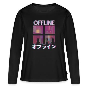 80's Retro Vaporwave Aesthetic Offline - Women's Premium Organic Long Sleeve Shirt - black - Front - Julia (174cm)