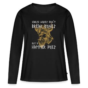 Viking guerrier drôle dicton - T-shirt manches longues Premium bio Femme - noir - Devant - Julia (174cm)