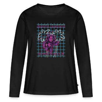 80 ' s rétro Vaporwave esthétique astronaute - T-shirt manches longues Premium bio Femme - noir - Devant - Julia (174cm)