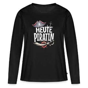 Karneval Kostüm Pirat Piratin Kostümersatz - Frauen Premium Bio Langarmshirt - Schwarz - Vorne - Julia (174cm)