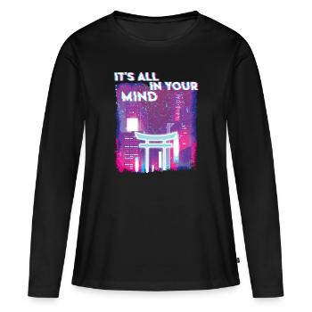 80's Retro Japan Vaporwave Aesthetic - Women's Premium Organic Long Sleeve Shirt - black - Front - Julia (174cm)