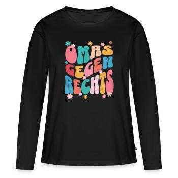 Omas gegen Rechts - Frauen Premium Bio Langarmshirt - Schwarz - Vorne - Julia (174cm)