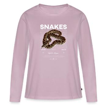 Python birman moderne streetwear Reptile gardien - T-shirt manches longues Premium bio Femme - rose poudré - Devant - Julia (174cm)
