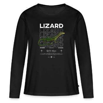 Grüner Baum Monitor Streetwear Lizard Keeper - Frauen Premium Bio Langarmshirt - Schwarz - Vorne - Julia (174cm)
