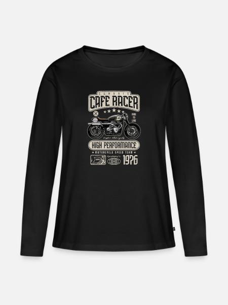 Cafe Racer Motorcycle Birthday Biker Born 1976 - Women's Premium Organic Long Sleeve Shirt - black