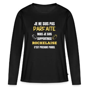 Supportrice La Rochelle Parfait Rugby - T-shirt manches longues Premium bio Femme - noir - Devant - Julia (174cm)
