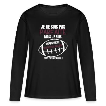 Supportrice Bordelaise Rugby - T-shirt manches longues Premium bio Femme - noir - Devant - Julia (174cm)