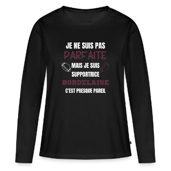 Supportrice Bordelaise Rugby - T-shirt manches longues Premium bio Femme - noir - Devant - Julia (174cm)