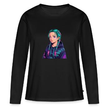 Anime Woman - Women's Premium Organic Long Sleeve Shirt - black - Front - Julia (174cm)