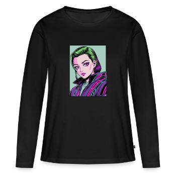 Anime Woman - Women's Premium Organic Long Sleeve Shirt - black - Front - Julia (174cm)