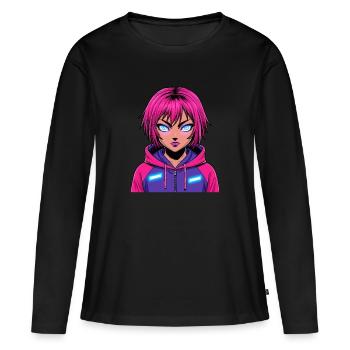 Anime Woman - Women's Premium Organic Long Sleeve Shirt - black - Front - Julia (174cm)