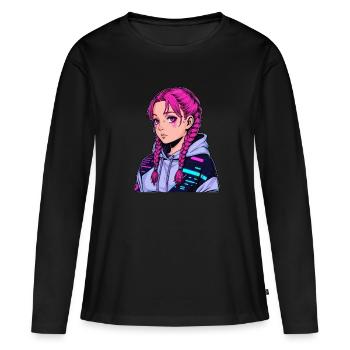 Anime Woman - Women's Premium Organic Long Sleeve Shirt - black - Front - Julia (174cm)