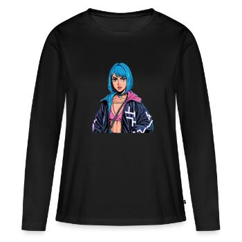 Anime Woman - Women's Premium Organic Long Sleeve Shirt - black - Front - Julia (174cm)
