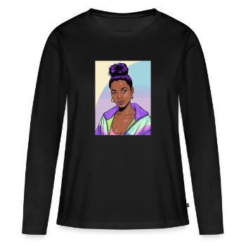 Anime Woman - Women's Premium Organic Long Sleeve Shirt - black - Front - Julia (174cm)
