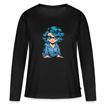 Anime Woman - Women's Premium Organic Long Sleeve Shirt - black - Front - Julia (174cm)