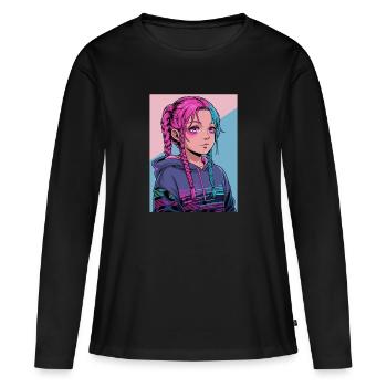 Anime Woman - Women's Premium Organic Long Sleeve Shirt - black - Front - Julia (174cm)