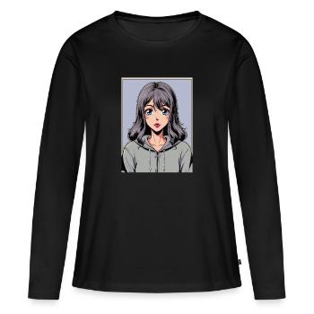 Anime Woman - Women's Premium Organic Long Sleeve Shirt - black - Front - Julia (174cm)