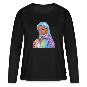 Anime Woman - Women's Premium Organic Long Sleeve Shirt - black - Front - Julia (174cm)