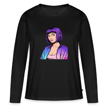 Anime Woman - Women's Premium Organic Long Sleeve Shirt - black - Front - Julia (174cm)