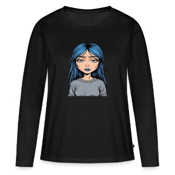 Anime Woman - Women's Premium Organic Long Sleeve Shirt - black - Front - Julia (174cm)