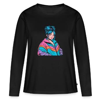 Anime Woman - Women's Premium Organic Long Sleeve Shirt - black - Front - Julia (174cm)