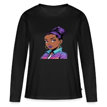 Anime Woman - Women's Premium Organic Long Sleeve Shirt - black - Front - Julia (174cm)