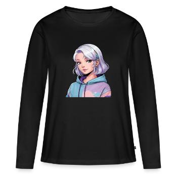 Anime Woman - Women's Premium Organic Long Sleeve Shirt - black - Front - Julia (174cm)