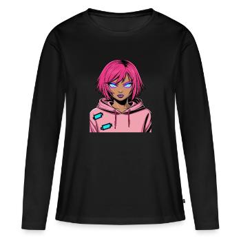 Anime Woman - Women's Premium Organic Long Sleeve Shirt - black - Front - Julia (174cm)